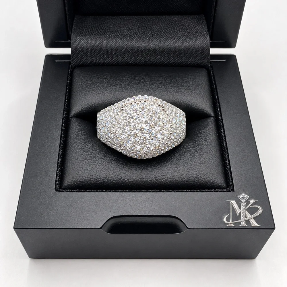 925 Sterling Silver 4.00CTW MOISSANITE Round Pave Men’s Ring Size 8,9,10 or 12